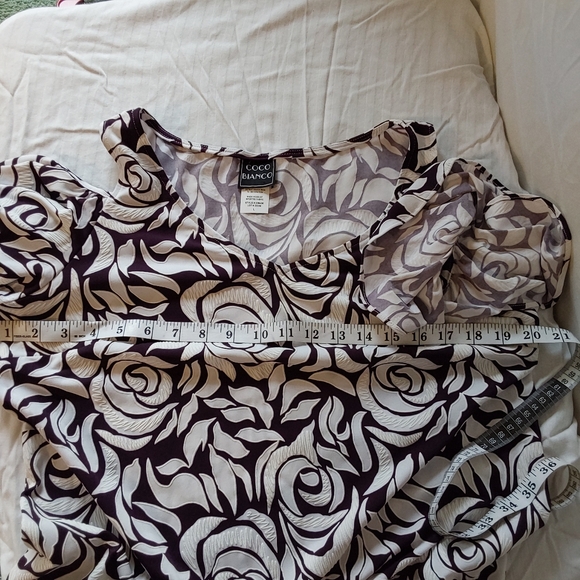 Coco Bianco Women's Cold Shoulder Black and White Floral Top Size L - Picture 11 of 11
